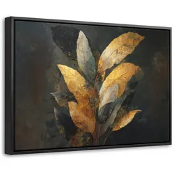 LEINWAND Bilder mit Rahmen - Golden Leaf Komposition - Botanical Luxury - 30x20