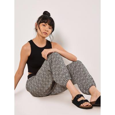Jogginghose APRICOT "Ikat-Jersey-Jogginghose", Damen, Gr. XS (34), N-Gr, schwarz, Obermaterial: 97% Baumwolle CO. 3% Elasthan EL., gemustert, Hosen Jogginghose, mit Gummibund