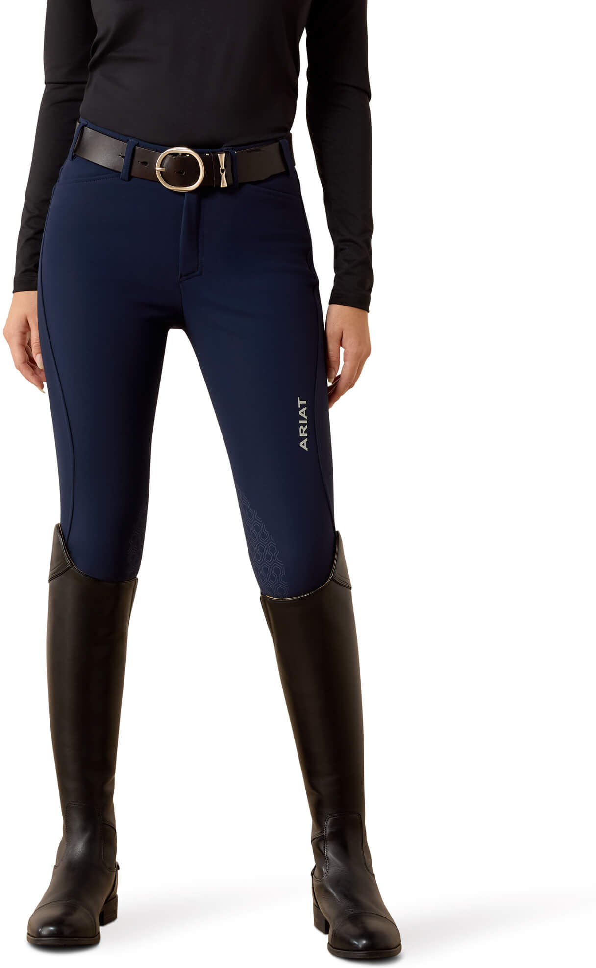 Kid's Tri Factor Grip Knee Patch Breech in Navy, Size: 10 Regular by Ariat