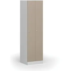 Metallspind S1, schmal, 2 Abteile, 1850 x 500 x 500 mm, Zylinderschloss, beige Tür