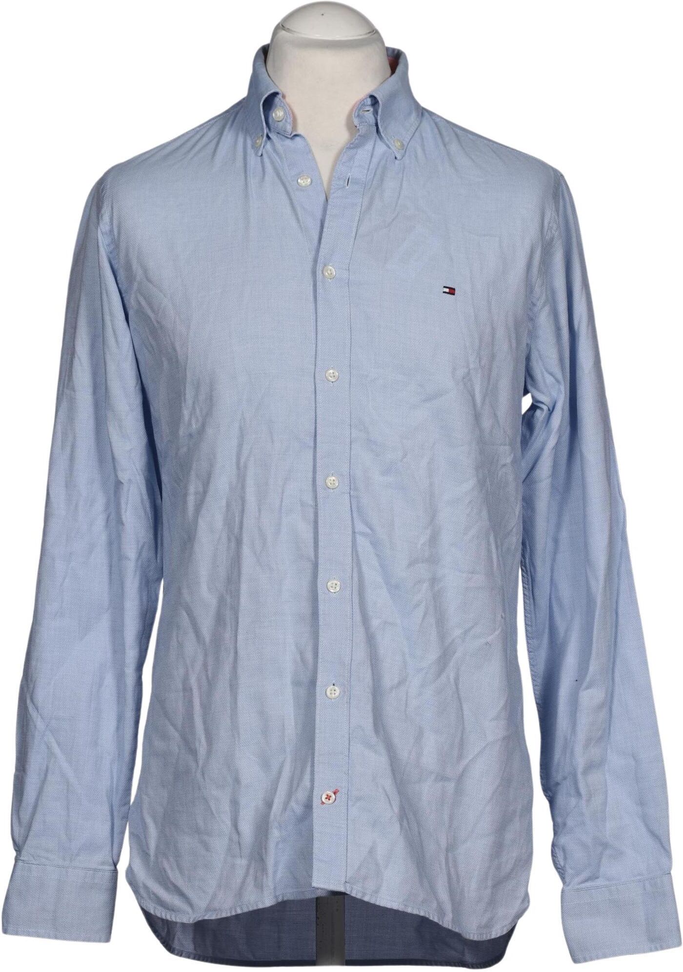 Tommy Hilfiger Herren Hemd, Hellblau, Gr. M, Baumwolle - Second Hand