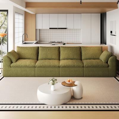 Loedds 108.3-inch 5-Seat Modular L-Shaped Fabric Sectional Sofa with Chaise and Resilient Foam Cushioning, Green