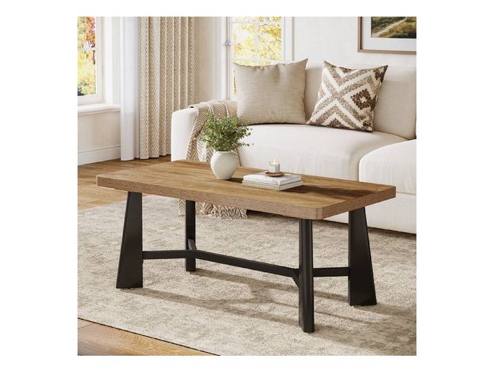 Tribesigns Couchtisch 120 cm Wohnzimmertisch, Landhaus-Industrie-Stil Sofatisch, Mitteltisch