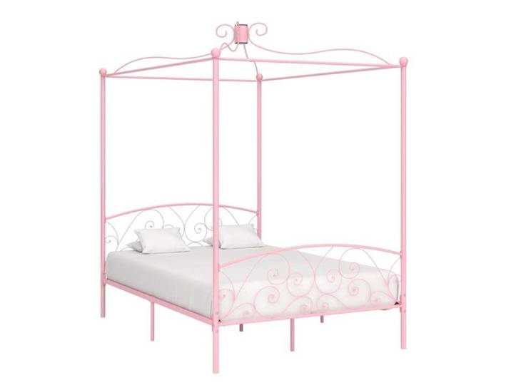Rose Cadre de lit à baldaquin sans matelas rose métal 120x200 cm - Lit chambre H12602
