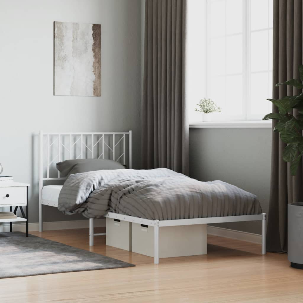 vidaXL Metal Bed White European Single (90 x 200 cm)