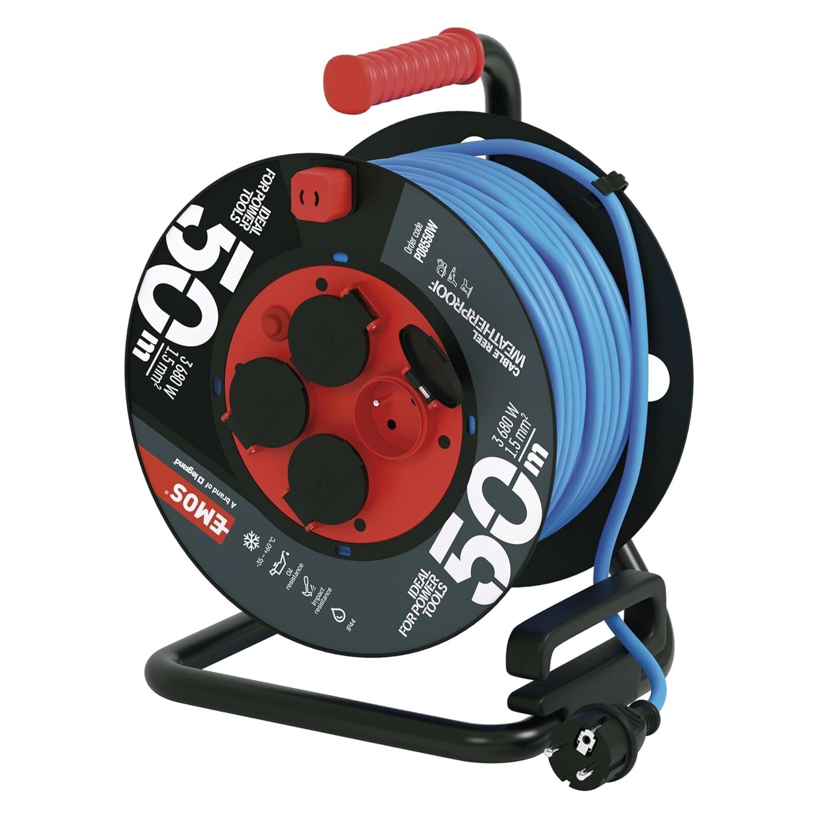 Emos Cable reel frost and unbreakable cable length 50 m FRENCH standard (50 m, 1.50 mm²) (P08550W)