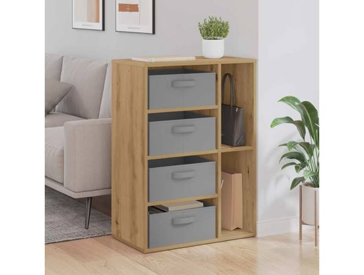 RJPLMFV Anrichte Eiche 60 x 33,5 x 84 cm Langlebiges Holzwerkstoff, geräumige Regale, Griffe, vielseitige Möbel für Wohn- oder Esszimmer