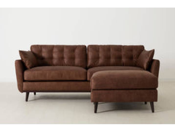 Model 10 Dreisitzer Sofa mit Hocker, Kastanienbraun