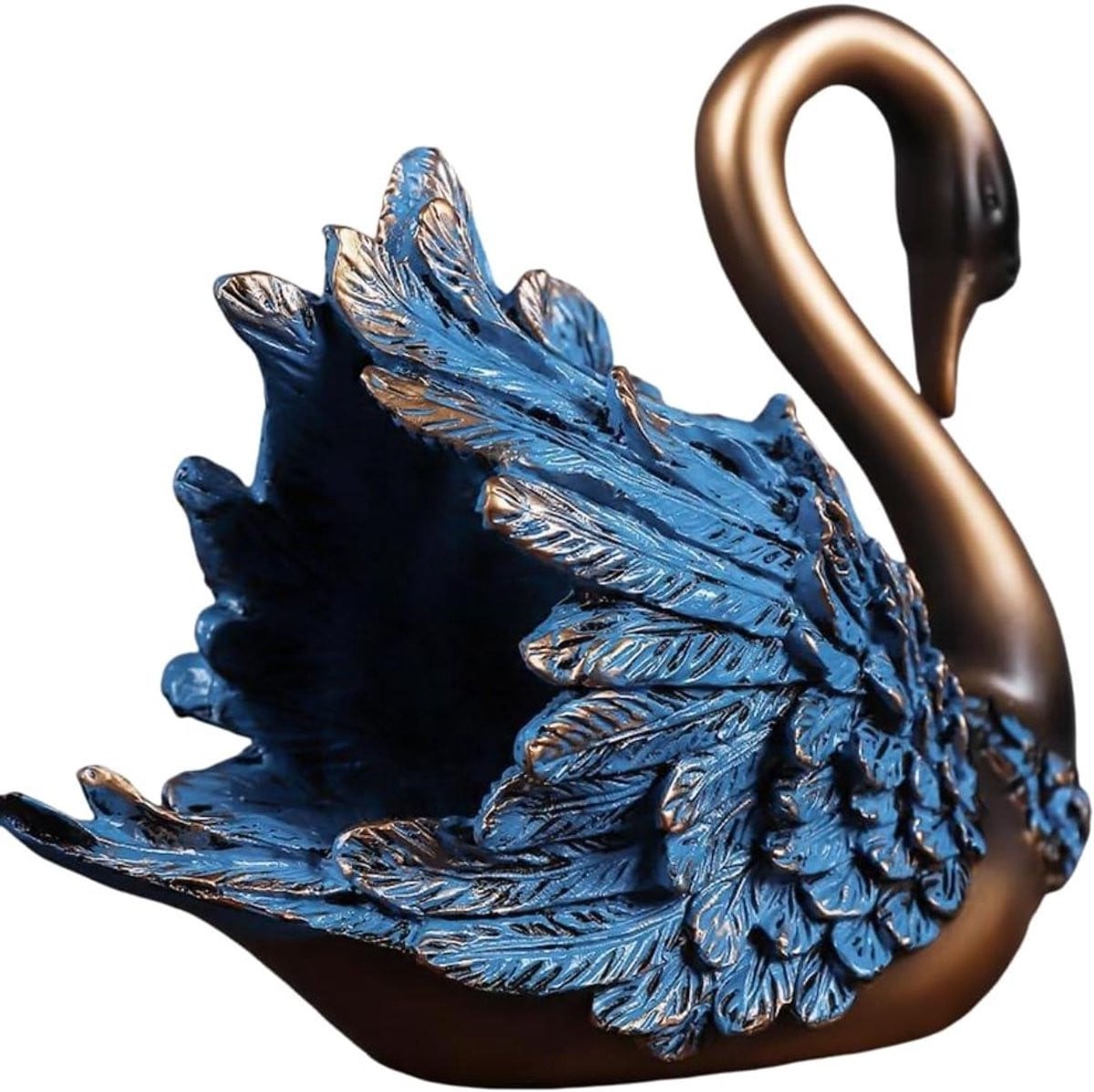 Wit Hars Zwaan Standbeeld - Modern Decoratief Beeldje voor op Tafel