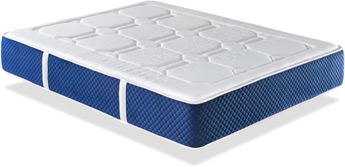 Merkloos Hybrid Schuimmatras voor volwassenen, Blauw, 80 x 200 cm