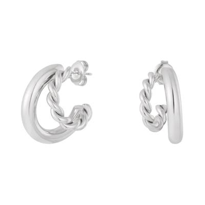 Paar Creolen ADELIA´S "Ohrringe Creolen aus Edelstahl mit gedrehtem Detail, 1 Paar", Damen, Gr. Damen, Edelstahl, silber (silberfarben), Ohrringe, Modische Modeschmuck-Creolen mit gedrehtem Detail