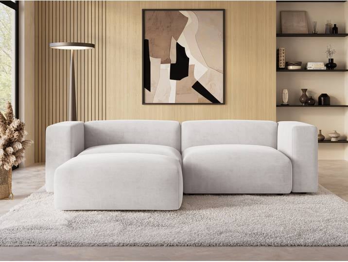 Ecksofa L-Form Links Moderne Cord Ecksofa Landi Grau