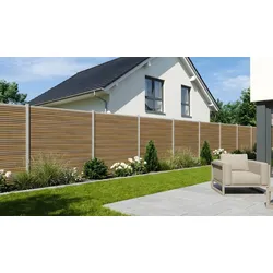 Zaunserie Heiligendamm WPC Steckzaun-Set in der Größe 179 x 180 cm in Antique