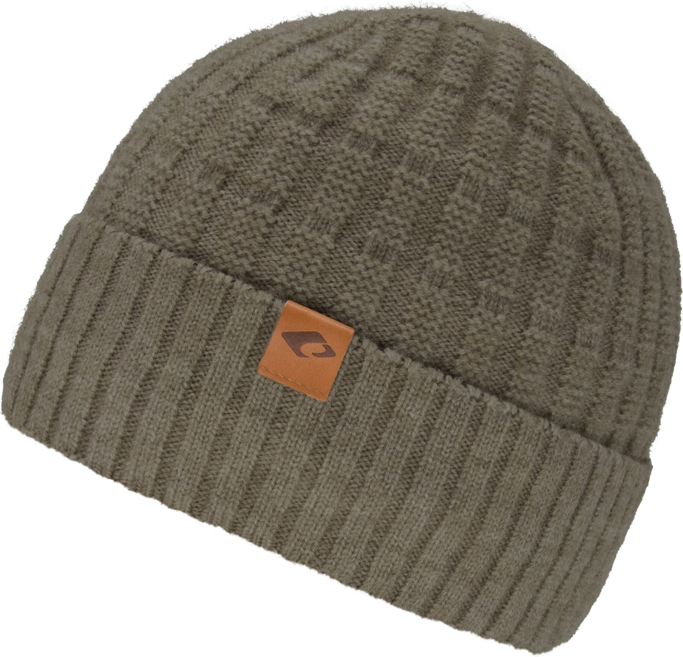 Beanie CHILLOUTS "Bruno Hat", Herren, beige, Rippstrick, Kunstfaser, unifarben, Mützen Beanie, mit dezentem Logo