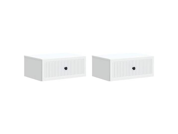 KUPTYERFG Nachttisch 2er Set Weiß 49x34,5x20 cm Holzwerkstoff Tisch Praktisches 2er Set Beistelltische für das Schlafzimmer mit Metallgriffen und Schubladen für aufgeräumten Wohnraum.