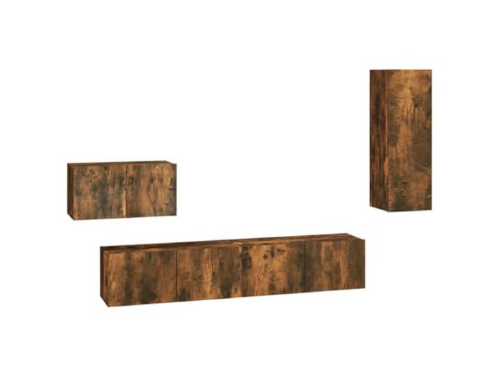GHVBNMF 4-TLG. TV-Schrank-Set Hängend, Räuchereiche Holzwerkstoff Platzsparende Wandelemente für Wohnzimmer und Schlafzimmer mit geschlossenem Stauraum und pflegeleichter Oberfläche.