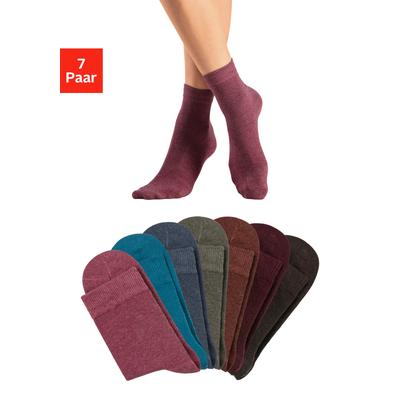 Basicsocken LASCANA "Damensocken eine Socke für jeden Tag", Damen, Gr. 35-38, Sockengröße, bunt (1x braun, melange, 1x hellbraun, melange, 1x olive, melange, 1x ruby, melange, 1x beere, melange, 1x jeans, melange, 1x petrol, melange),...