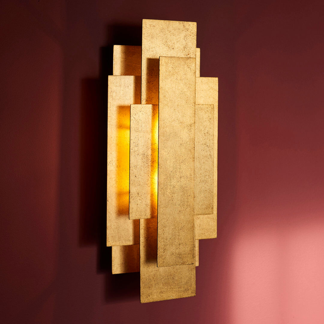 Ivy Bronx Melora Steel LED Flush Mounted Sconce Antique Gold Leaf 45cm H X 20cm W X 9.5cm D