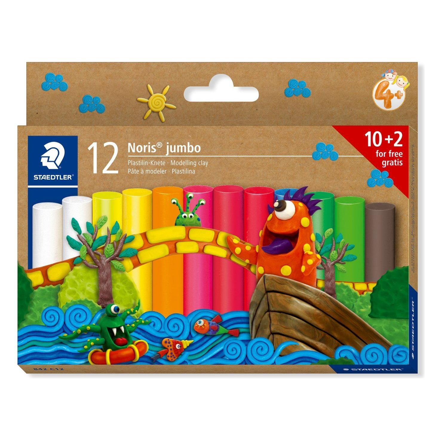 Staedtler Noris jumbo Plastilin-Knete 12 Farben (842 C12)