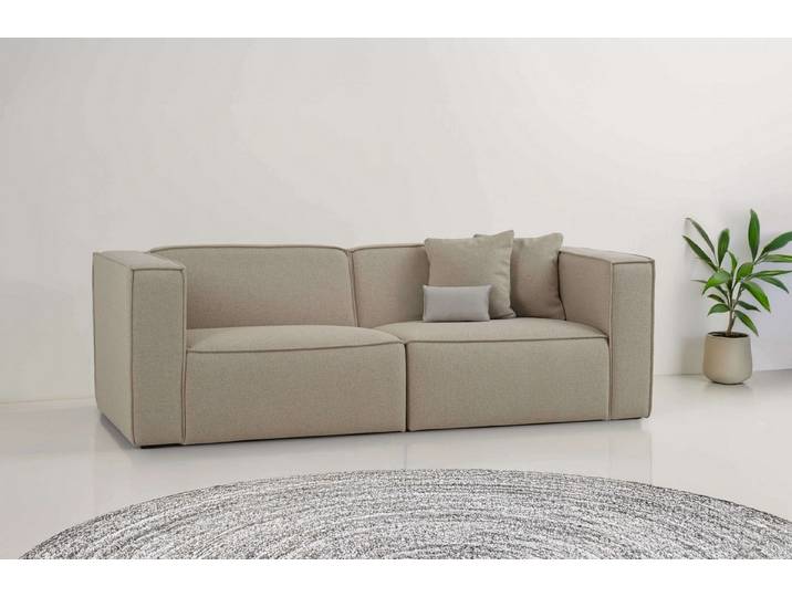 OTTO home 3-Sitzer Tammie, Breite 222 cm, Webstoff fein, bodentief, mit Wellenunterfederung