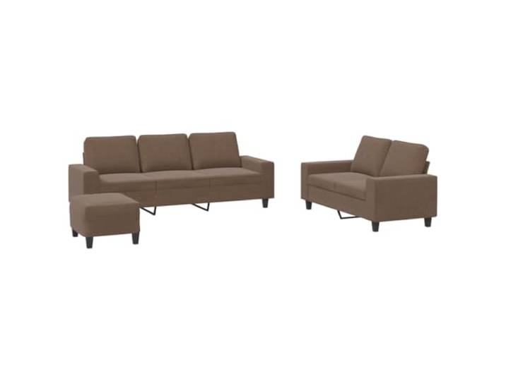 GHVBNMF 3-TLG. Sofagarnitur mit Hocker, Couch Set Braun Stoff Polstersofa Bequeme Couchgarnitur mit dickem Schaumstoff fuer Ihr Wohnzimmer. Flexibler Hocker dient als Sitz oder Fussablage.