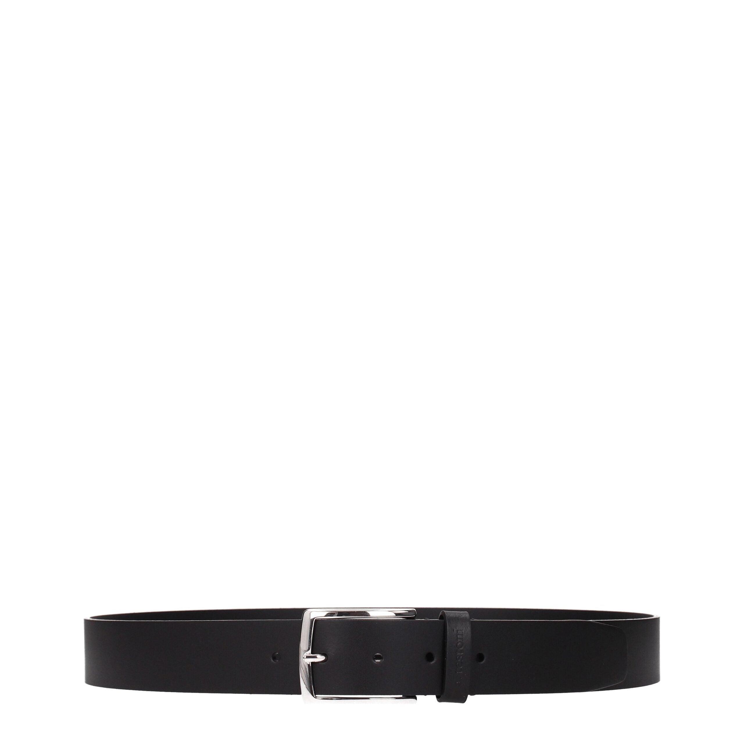 Testoni Zwarte Leren Regular Riem