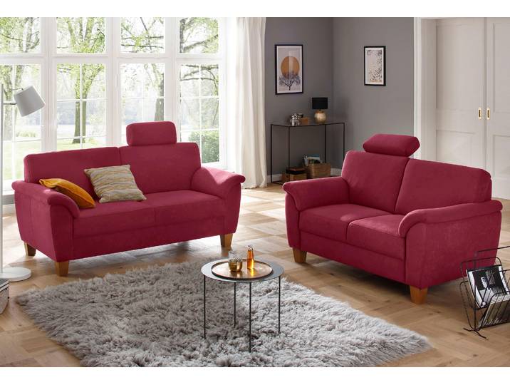 Polstergarnitur GOODPRODUCT Texel , rot (bordeaux), Luxus-Microfaser ALTARA NUBUCK, Sitzmöbel-Sets, Polstergarnitur, als Set, mit Federkern und Kontrastnaht