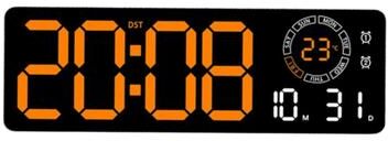 Everyday Crate Night Glow LED Digital Wall Clock With Large Display, Temperature & Smart Auto Brightness orange
