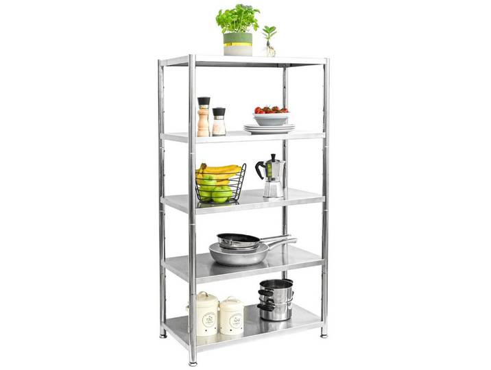 shelfr Regal mit 5 Ablagen - 74x41x140 Edelstahlregal - Schwerlastregal bis 200 kg, Industrial Style Regal - Standregal Metall - Küchenregal Ablageregal