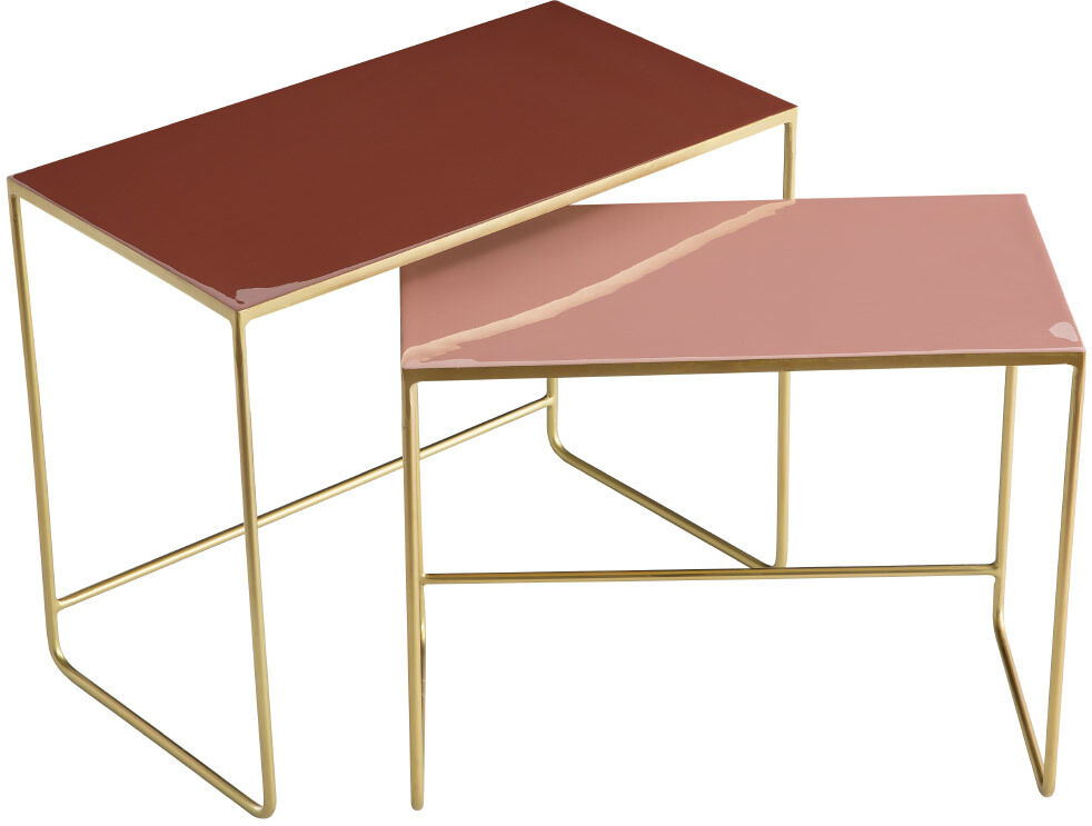 Miliboo Ausziehbare Couchtische terrakotta, rosé und vergoldet (2er-Set) WESS