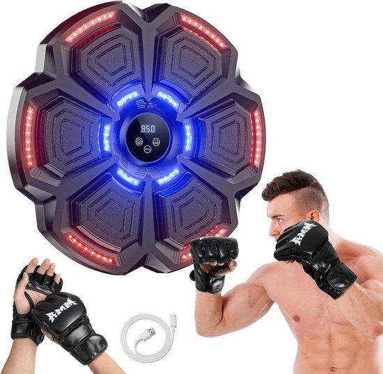 Musik-Boxmaschine - Wand-Boxtrainer - Fitness für zu Hause - Intelligente Zählung - 9 Geschwindigkeitsstufen - Schwarz