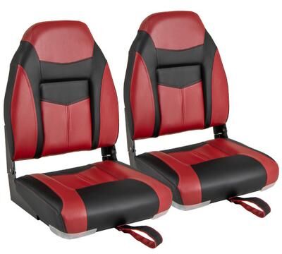 Costway 2 Pieces High Back Folding Boat Seat Set with Sponge Cushion-Red