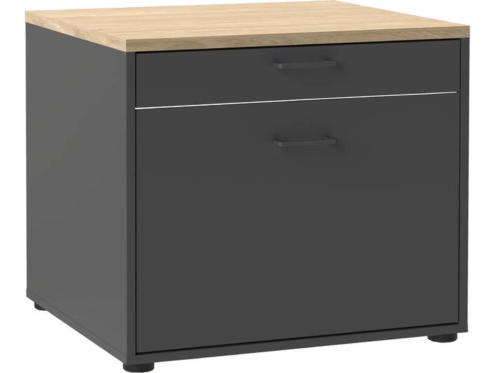 Waschmaschinenumbauschrank SCHILDMEYER Solea, mit praktischem Auszug, Breite 67 cm, Made in Germany , grau (anthrazit, eiche hell), B:67,1cm H:60cm T:60cm, Holzwerkstoff, Schränke, Waschmaschinenumbauschrank, praktischer Auszug zum Abstellen eines Wäschekorbs, Made in Germany