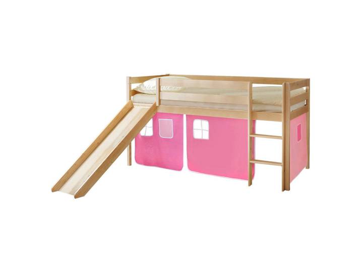 Spielbett, Rosa, 90x200 cm, Kiefer, Massiv, Seitenverkehrt Montierbar, Modern, MID.YOU
