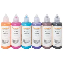 buttinette Fenstermalfarben "Trend", 6x 80 ml
