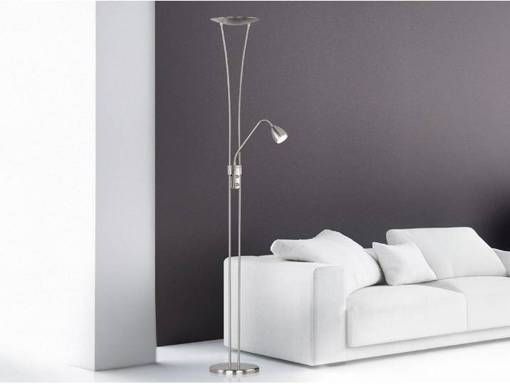Trio LED-Fluter, ink. LEDs, Höhe 180cm, Doppeldimmer, Nickel