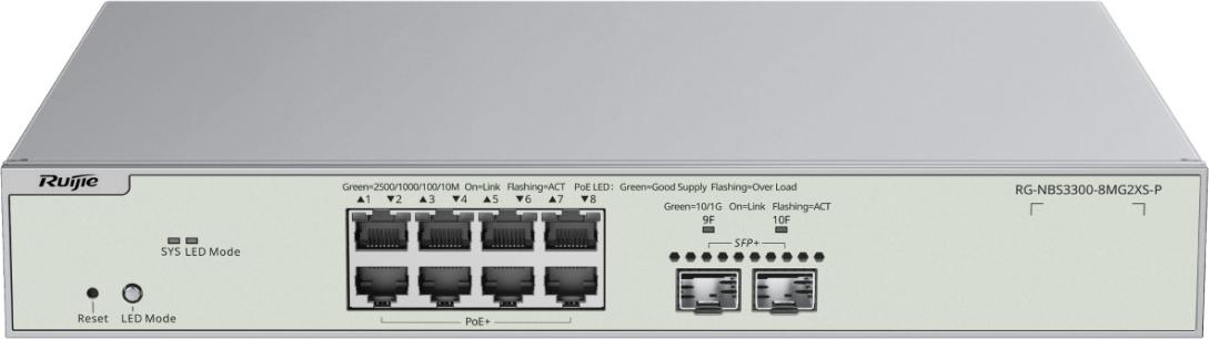 Reyee RG-NBS3300-8MG2XS-P L2+ Cloud Managed Switch - Switch - 2,5 Gbps