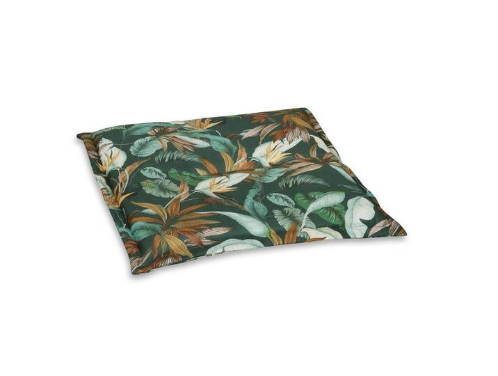 Gartenhockerauflage, Beige, Hellbraun, Braun, Petrol, Minttürkis, Beigebraun, Floral, Füllung: Schaumstoff, Vlies,Schaumstoff, Vlies, 48x4x48 cm, Made in Germany, hochwertige Qualität, Heimtextilien, Wohntextilien, Sitzkissen