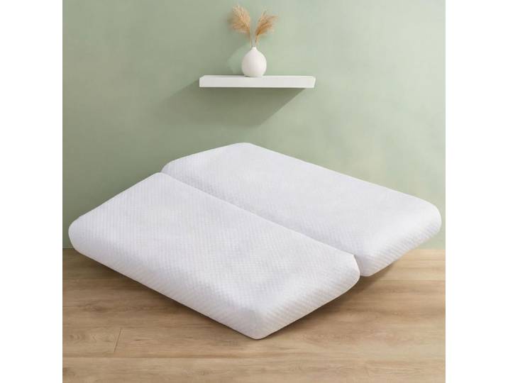 Matelas pliable en mousse haute résilience 140x200 cm revêtement maille d'abeille blanc