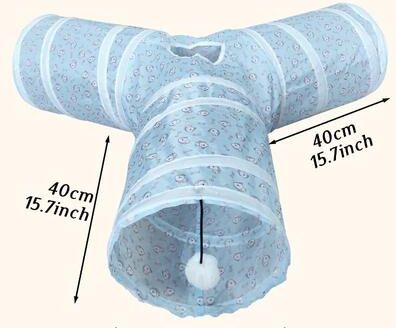 Inspired Living Collapsible S Shape Cat Tunnel Toy For Indoor Play blue