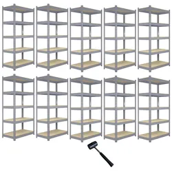 10 x Q-Rax Lagerregal Regal 180cm H x 120cm L x 50cm B Grau