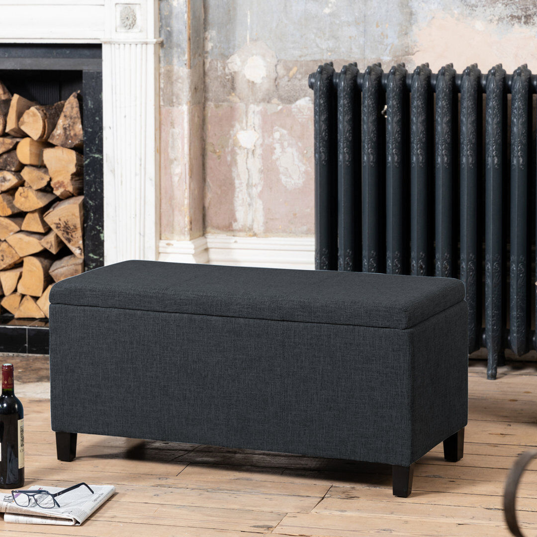 Latitude Run Ahri 98 cm W Rectangle Ottoman with Storage Black 45cm H X 98cm W X 45cm D