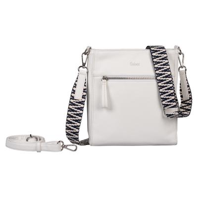Umhängetasche GABOR "Silena", Damen, Gr. B/H/T: 25cm x 24cm x 4,5cm, weiß, Lederimitat, clean, gepflegt, geprägtes Muster, unifarben, Taschen Umhängetasche, Damen Schultertasche mit hochwertig, gewebtem Gurtband