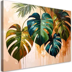 LEINWANDBILD Monstera Blätter Farbeffekt 90x60cm