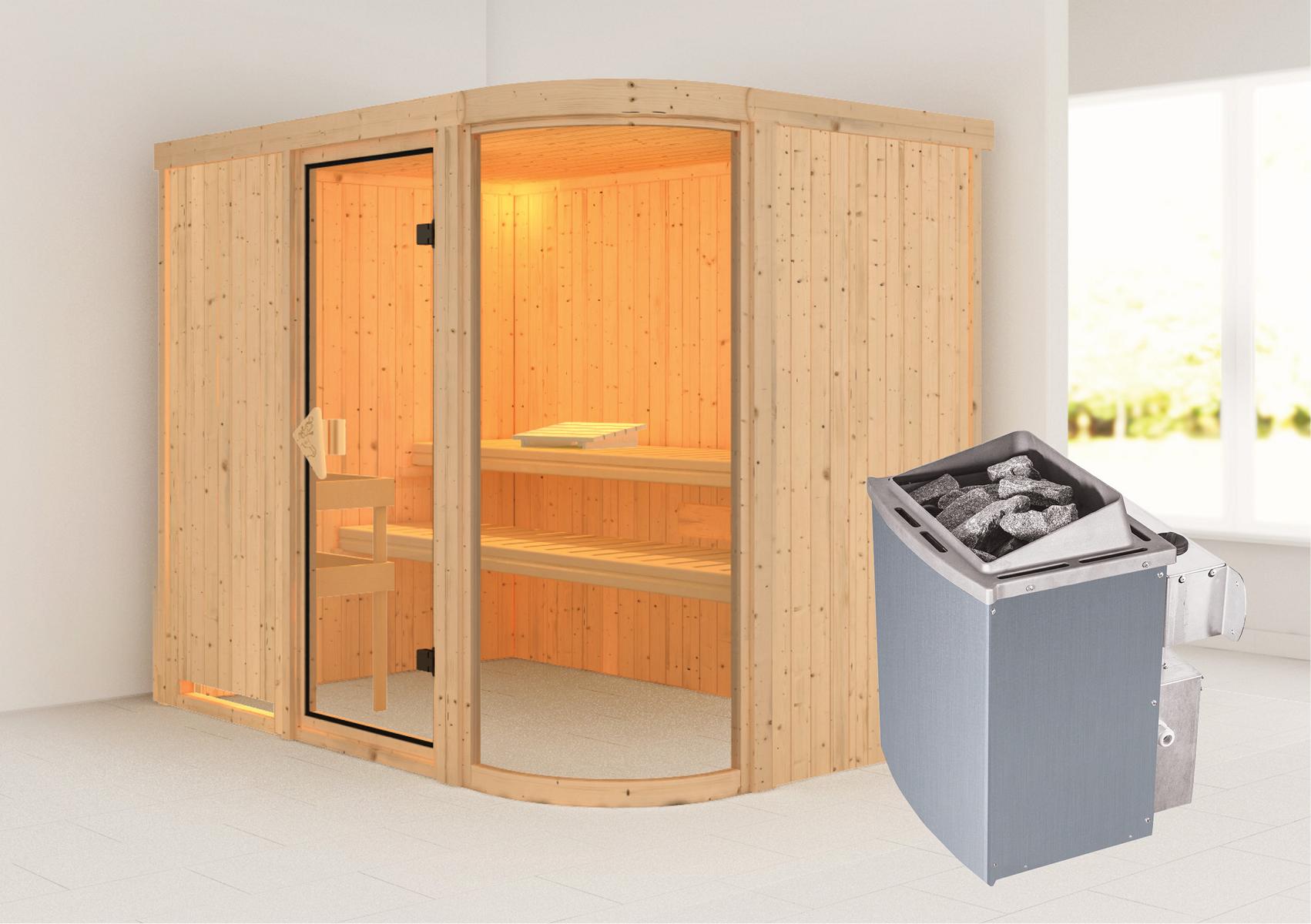 KARIBUHOLZT Parima 4 Front, 9kW int.Strg bronzierte Ganzglastür 08288509