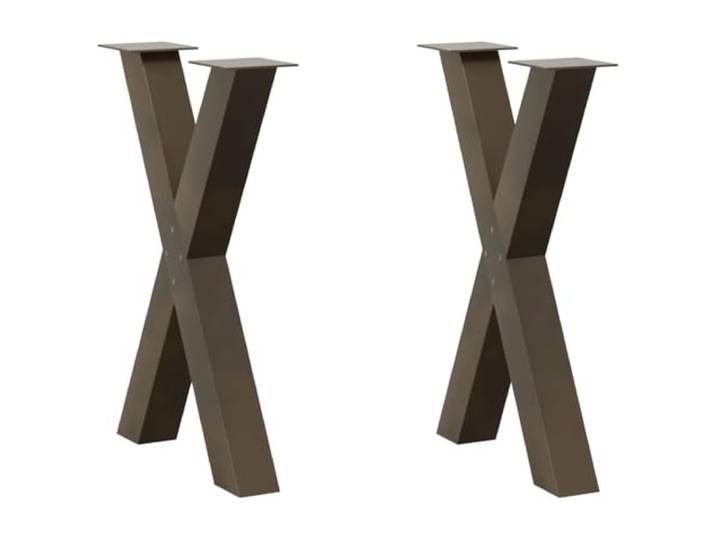 HGDFWRQW Tischbeine X-Form 2er Set Metall Naturstahl 50x73 cm Vielseitiges Untergestell für Küche und Esszimmer mit verstellbaren Bodenschonern für stabilen Stand ohne Wackeln.