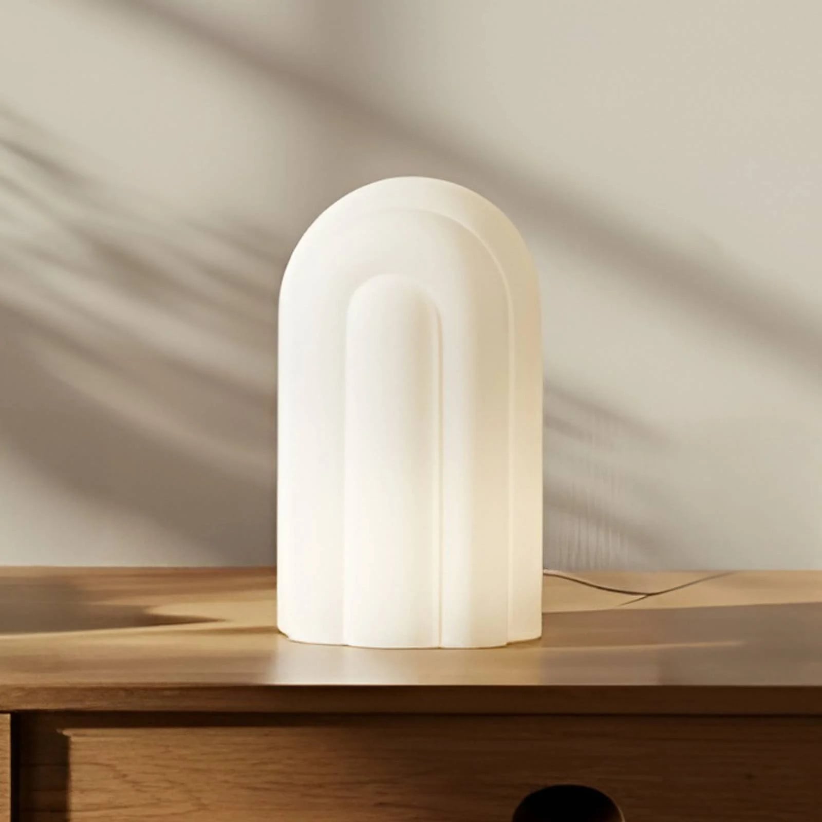 Lucande Lunja LED tafellamp - Wit - Glas en Metaal - Dimbaar - Modern