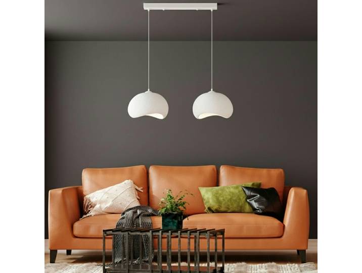 Suspension blanche îlot cuisine 2 lampes 80 cm NOXIS