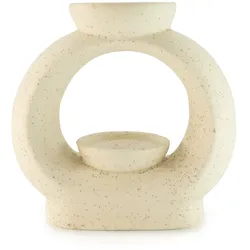 Ceramic Zen Oil Burner - Large Oval Pebble  - Speckled Off-White