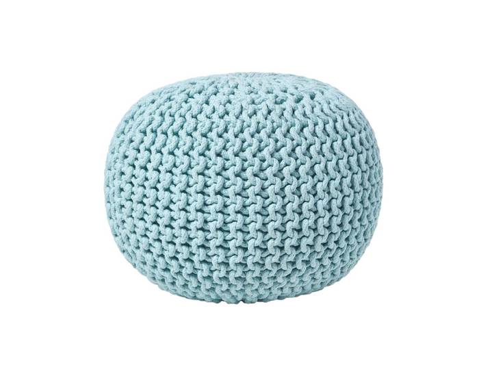 STRICK-POUF pastellblau, 40/40/35 cm